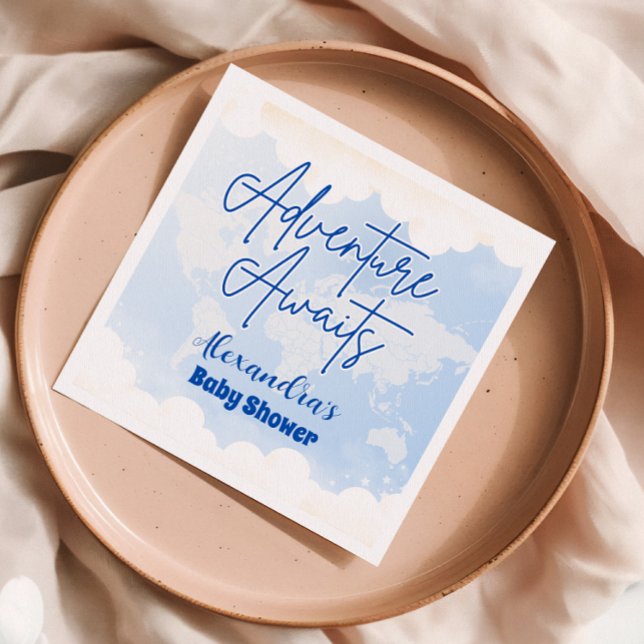 Adventure Awaits Gender Neutral Baby Shower Napkin (Creator Uploaded)