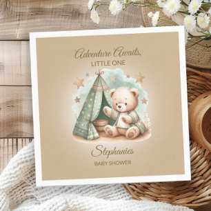 Adventure Awaits Gender Neutral Bear Baby Napkin