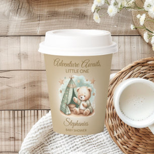 Adventure Awaits Gender Neutral Bear Baby Paper Cups
