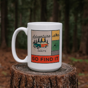 Adventure Awaits Go Find It Retro Camping Travel   Coffee Mug