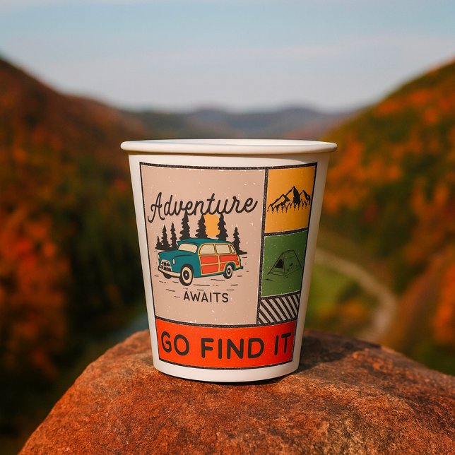 Adventure Awaits Go Find It Retro Camping Travel   Paper Cups (Creator Uploaded)