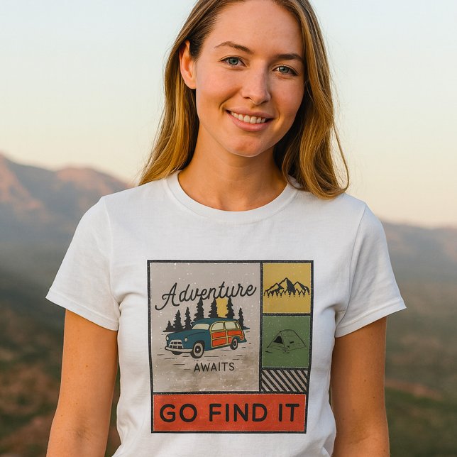 Adventure Awaits Go Find It Retro Camping & Travel T-Shirt (Creator Uploaded)