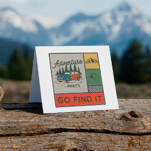 Adventure Awaits Go Find It Retro Camping Travel  Thank You Card