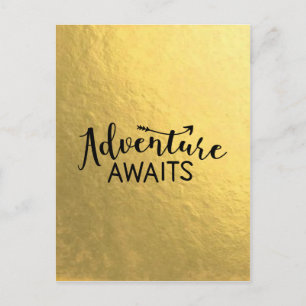 Adventure Awaits Gold Leaf Postcard