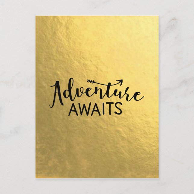 Adventure Awaits Gold Leaf Postcard (Front)