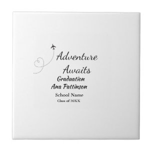 Adventure awaits graduation add name school year ceramic tile