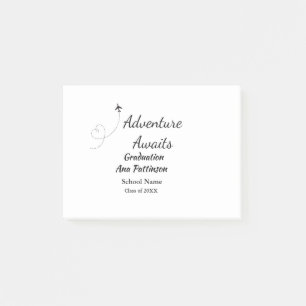 Adventure awaits graduation add name school year post-it notes