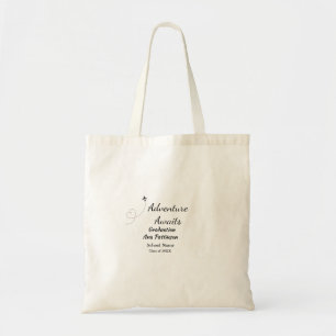 Adventure awaits graduation add name school year tote bag