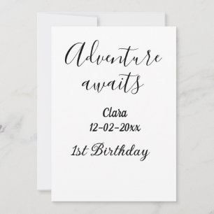 Adventure awaits happy 1st birthday name date simp invitation