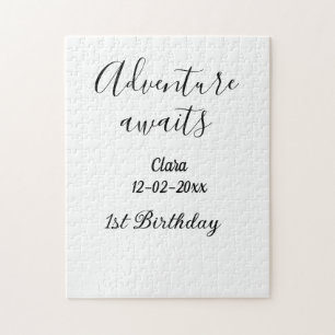 Adventure awaits happy 1st birthday name date simp jigsaw puzzle