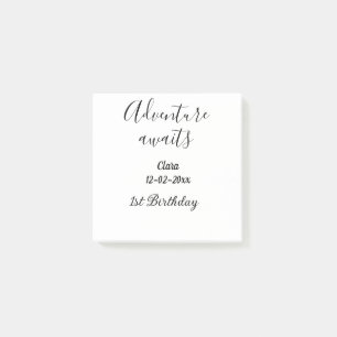 Adventure awaits happy 1st birthday name date simp post-it notes