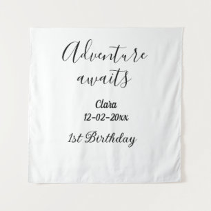 Adventure awaits happy 1st birthday name date simp tapestry