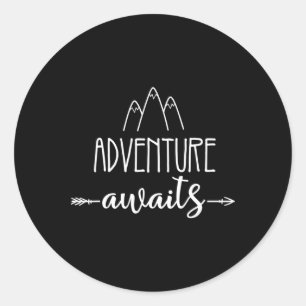 Adventure Awaits Hiking Team Camping Matching Grou Classic Round Sticker