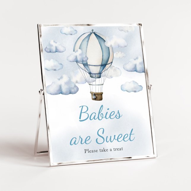 Adventure Awaits Hot Air Balloon Babies are Sweet Poster (Adventure Awaits Baby Shower Babies are Sweet Sign)
