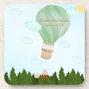 Adventure Awaits   Hot Air Balloon Baby Shower Coaster