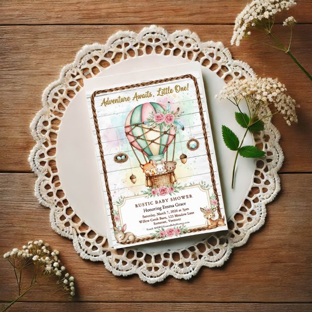 Adventure Awaits Hot Air Balloon Baby Shower Invitation (Creator Uploaded)