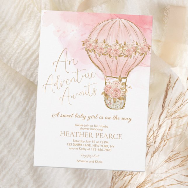 Adventure Awaits Hot Air Balloon Baby Shower Invitation (Creator Uploaded)