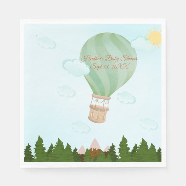 Adventure Awaits | Hot Air Balloon Baby Shower Napkin (Front)