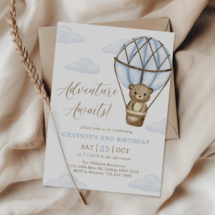 Adventure Awaits! Hot Air Balloon Birthday Party Invitation