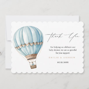 Adventure Awaits Hot Air Balloon Boy Baby Shower Thank You Card
