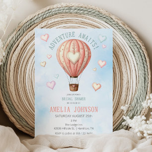 Adventure Awaits Hot Air Balloon Bridal Shower Invitation