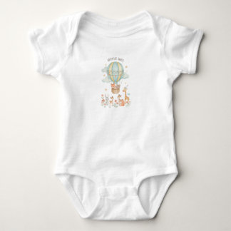 Adventure Awaits" Hot Air Balloon Cute Animals Baby Bodysuit