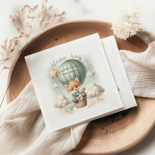 Adventure Awaits Hot Air Balloon Fox Baby Shower Napkin