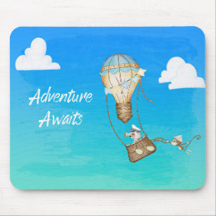 Adventure Awaits Hot Air Balloon Monkey Animals  Mouse Pad