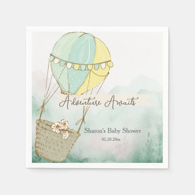 Adventure Awaits Hot Air Balloon Napkin (Front)