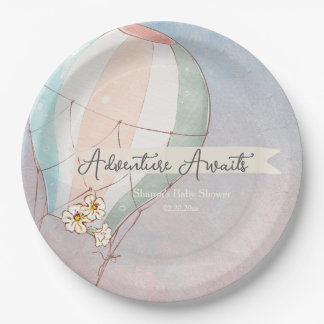 Adventure Awaits Hot Air Balloon Paper Plate