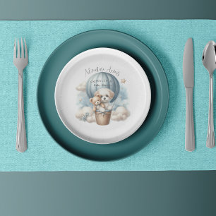 Adventure Awaits Hot Air Balloon Puppy Baby Shower Paper Plate