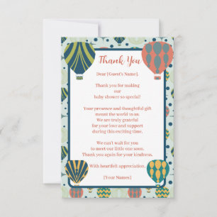 Adventure Awaits Hot Air Balloon Sage Baby Shower Thank You Card