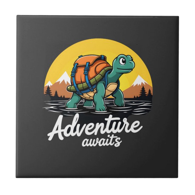 Adventure Awaits is Hiking Adventures is Outdoor A Ceramic Tile (Front)