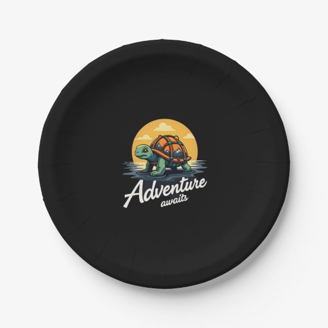 Adventure Awaits is Hiking Adventures is Outdoor A Paper Plate (Front)