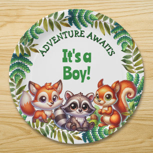 Adventure Awaits It's a Boy Baby Shower Paper Plate