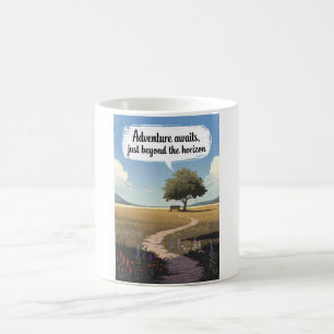 Adventure awaits, just beyond the horizon coffee mug