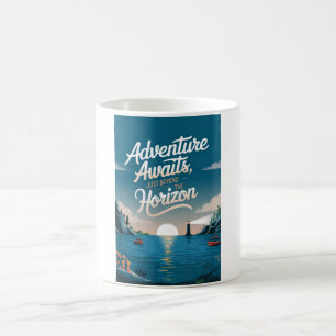 Adventure awaits, just beyond the horizon coffee mug