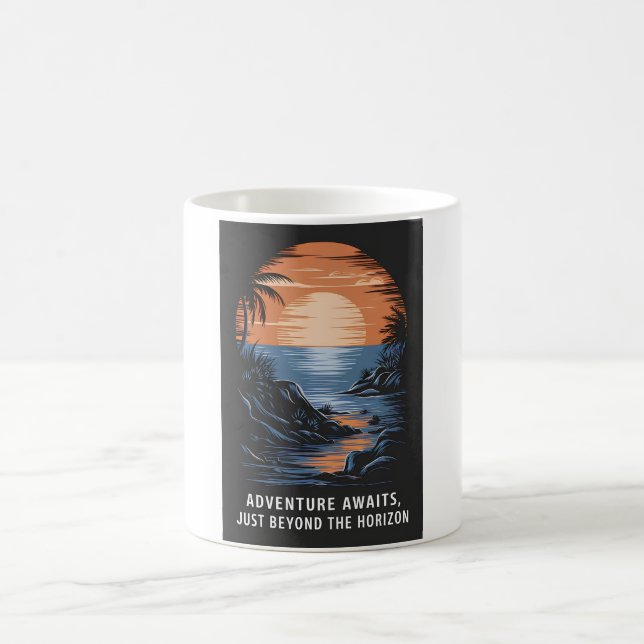 Adventure awaits, just beyond the horizon coffee mug (Center)
