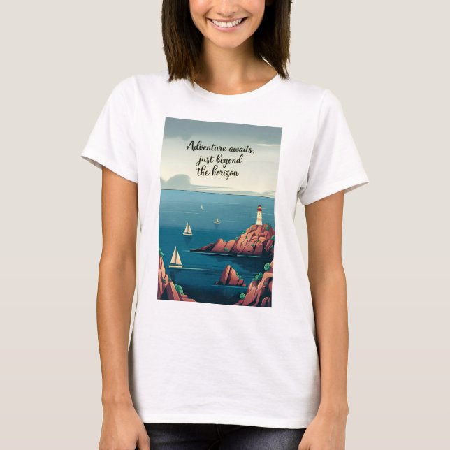 Adventure awaits, just beyond the horizon T-Shirt (Front)