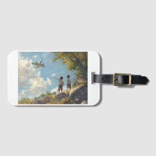 Adventure Awaits Kids Watching Aeroplane Fly Luggage Tag