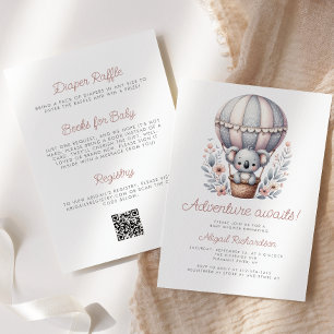 Adventure Awaits Koala Bear QR Code Baby Shower Invitation