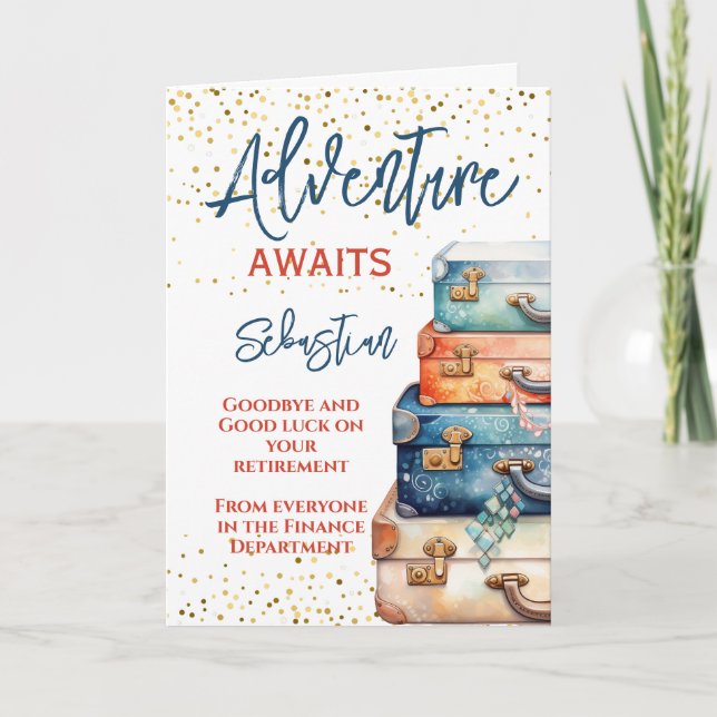 Adventure Awaits Leaving Retirement Card (Front)