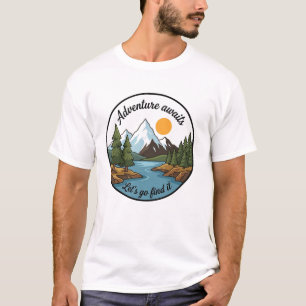 Adventure Awaits Let's Go Find It Retro Mountain T-Shirt