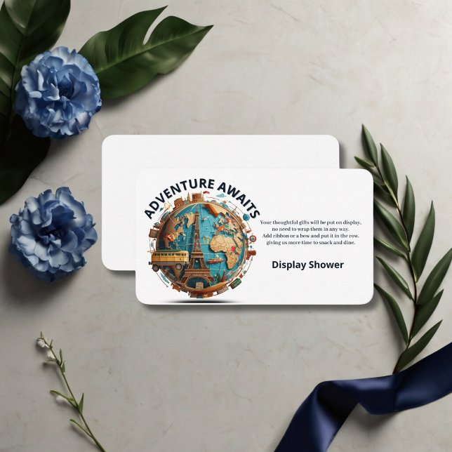 Adventure Awaits Modern Globe Baby Shower Enclosure Card (Creator Uploaded)