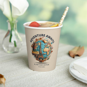 Adventure Awaits Modern Globe Baby Shower Paper Cu Paper Cups