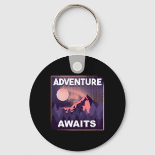 Adventure Awaits Mountain Climbing Outdoor Hiking  Key Ring