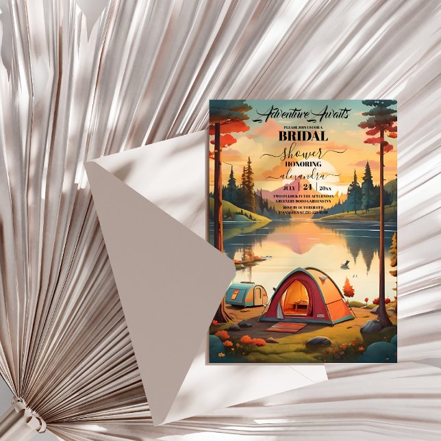 Adventure Awaits Mountain Forest Bridal Shower Invitation (Creator Uploaded)