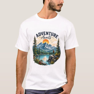 Adventure Awaits Mountain Lake Hiking T-Shirt
