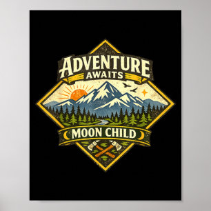 Adventure awaits mountain nature hiking outdoor poster