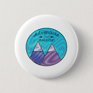 Adventure Awaits Mountain Peaks 6 Cm Round Badge